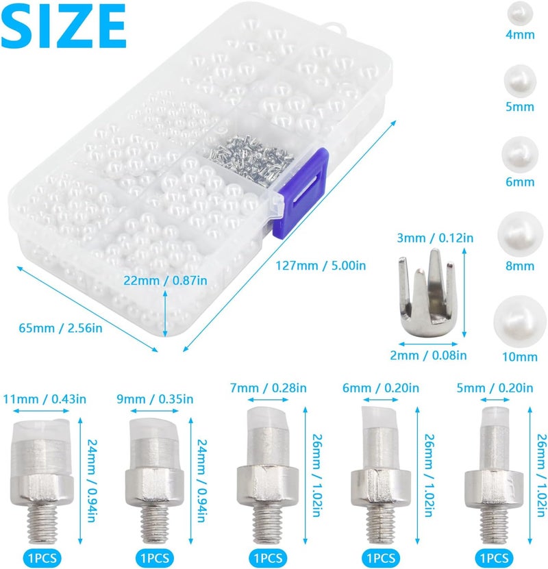 SHRJ Pearl Handmade Setting Machine with White Pearl Beads Rivet Studs and Tools Hand Press Machine for Decorating Clothes, Dresses, Bag, Hair Band DIY Crafts - Image 3
